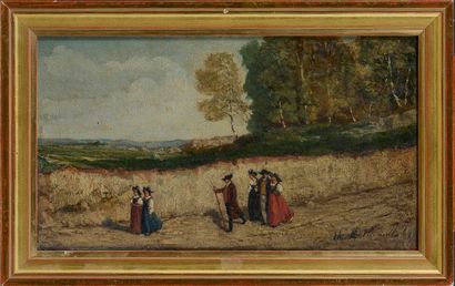 null Charles MONTLEVAULT (1835-1897)

Group of peasants walking in a Bugey landscape,...