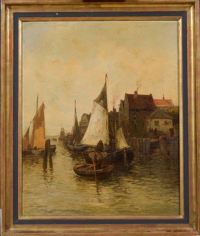 null École hollandaise circa 1900

Le retour des pêcheurs dans le petit port

Huile...