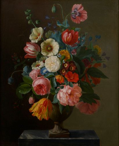 null École lyonnaise de la première moitié du XIXe

Grand bouquet dans un vase pierre

Huile...