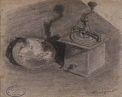 null François Joseph GUIGUET (1860-1937)	

Le moulin à café 

Dessin à la mine de...