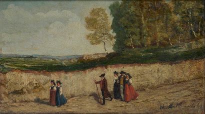 null Charles MONTLEVAULT (1835-1897)

Groupe de paysans cheminant dans un paysage...