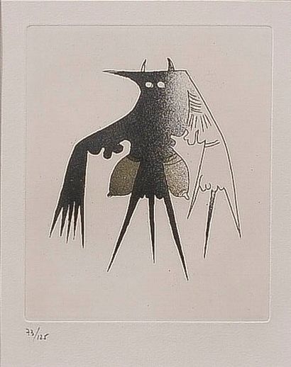 null Wifredo LAM (1902-1982) 

Le croiseur noir

Eau-forte, non signée et justifiée...