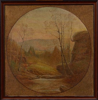 null Joseph CORONT (1859-1934)

Landscape with millstones

Oil on canvas with circular...