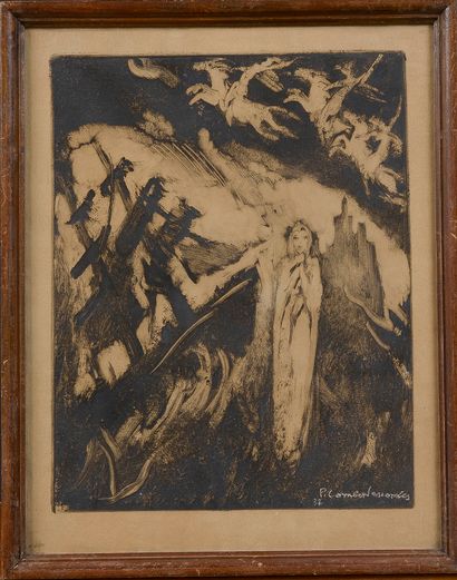 null Pierre COMBET-DESCOMBES (1885-1966)

Sainte et cavaliers de l’Apocalypse, 1937

Monotype,...