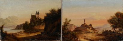 null Pierre WÉRY (1770-1827)
Paysages romantiques
Paire d’huiles sur toile en pendant,...