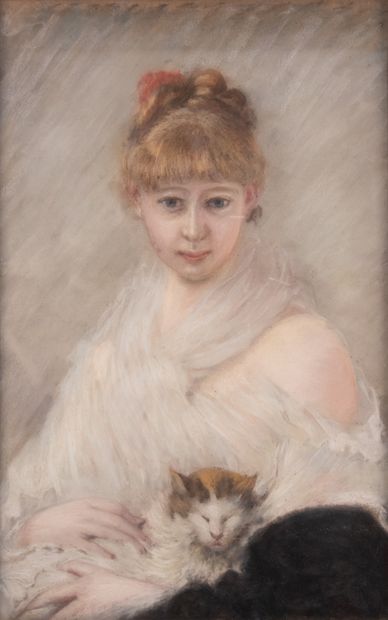 null Louis RHEINER (1863-1924), attribué à
Jeune fille au chat
Pastel
76,5 x 49,5...