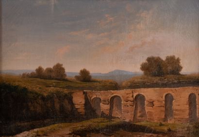 null École française du XIXe
Paysage animé aux aqueducs romains
Huile sur toile
33...