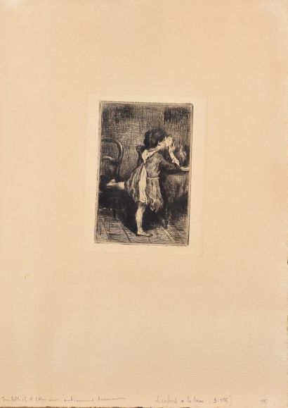 null Marcellin DESBOUTIN (1823-1902)
L'enfant à la tasse ou Mycho boit, 1879
Pointe...