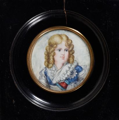 null Travail moderne
Portrait de Louis XVII enfant
Miniature ronde
Diamètre : 6,5...
