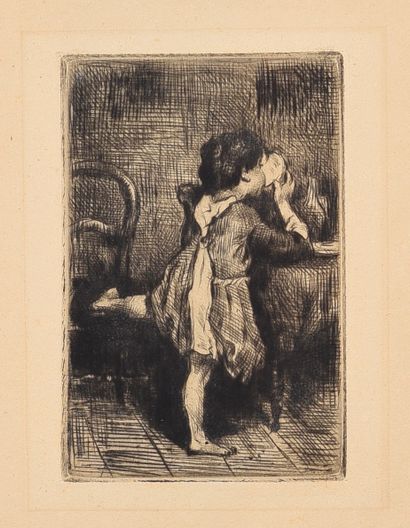 null Marcellin DESBOUTIN (1823-1902)
L'enfant à la tasse ou Mycho boit, 1879
Pointe...