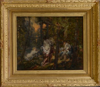 null Joseph GUICHARD (1806-1880)
Baigneuses dans le bois
Huile sur panneau
36,5 x...