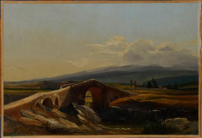 null Alexandre DUBUISSON (1805-1870), attribué à
Paysage de la vallée du Rhône au...