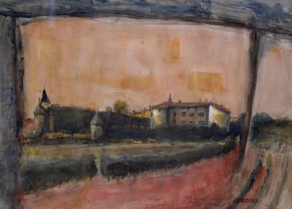 null Christian ROYER (1938-2019)
Soir d’automne sur Bagnols (Rhône)
Aquarelle, signée...