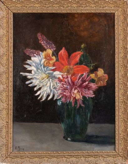 null Lucy JUNG-ROCHE (1905-1989)
Bouquet de fleurs
Huile sur carton, signée en bas...