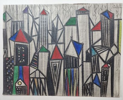 null Jean-Marie CHOURGNOZ (1929-2019), artist
Colorful city near the forest, 1957
Oil...