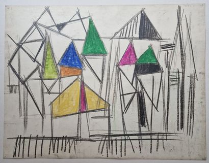 null Jean-Marie CHOURGNOZ (1929-2019), artist
Fantasy town by the sea, 1957
Oil pastel...