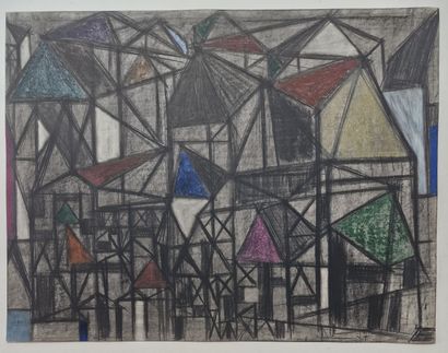 null Jean-Marie CHOURGNOZ (1929-2019), artist
The geometric city, 1957
Pastel and...