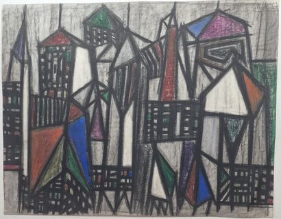 null Jean-Marie CHOURGNOZ (1929-2019), artist
Facade and roofs, 1957
Oil pastel and...