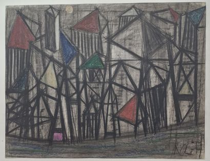 null Jean-Marie CHOURGNOZ (1929-2019), artist
Ville de nuit au clair de lune, 1957
Pastel...