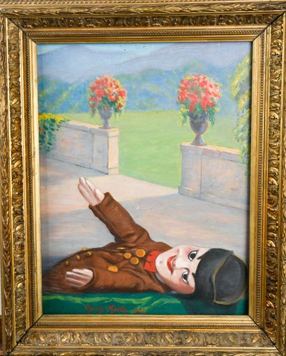 null Charles MARTIN (1884-1934). 
Guignol, 1928 
Oil on panel, signed and dated at...
