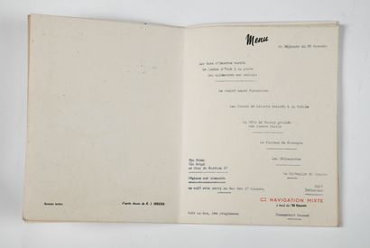 null COMPAGNIE DE NAVIGATION MIXTE.
Reunion of eight menus from the liner El Djezaïr.
Illustrations...