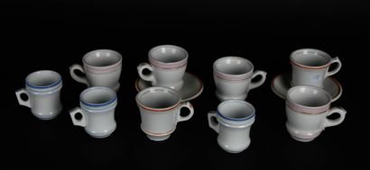 null Collection of nine Burlot porcelain cups and two saucers. 
Late 19th - early...