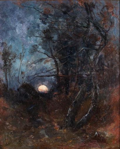 Émile NOIROT (1853-1924) Crépuscule. Huile sur toile signée en bas à gauche et datée...