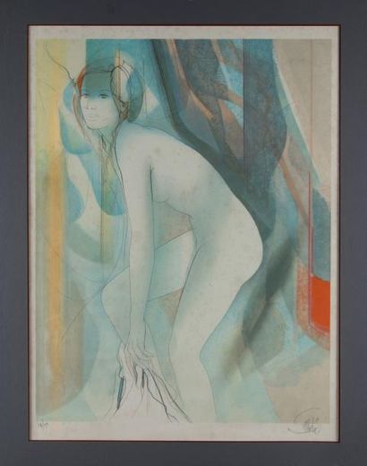 Jean-Baptiste VALADIÉ (1933) Femme s'habillant. Lithographie numérotée 27/150 et...
