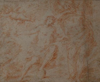 Lorenzo PASINELLI (1629-1700) (Attribué à) Apollon et Chronos. Sanguine.18 x 22 ...
