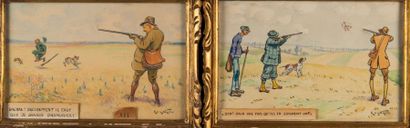 Fernand MAISSEN (1873-?) Deux aquarelles humoristiques, signées en bas à droite....