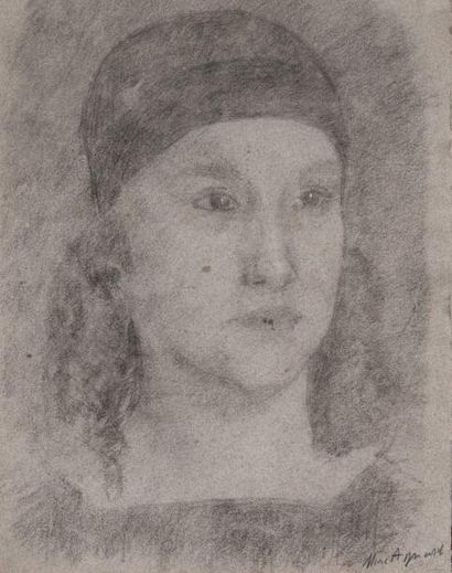 Marc AYNARD (1898-1983) Portrait de femme. Mine de plomb et rehauts de blanc sur...