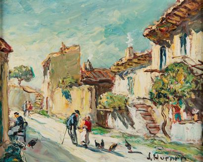 Joseph HURARD (1887-1956) "La rue des peintres à Villeneuve-les-Avignon". Huile sur...