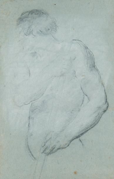 ECOLE ITALIENNE XVIIIème Etude d'homme. Dessin encadré. 41 x 28 cm