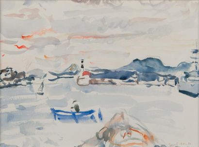 Marcel SAINT-JEAN (1914-1994) La Barque. Aquarelle, signée en bas à droite, datée...