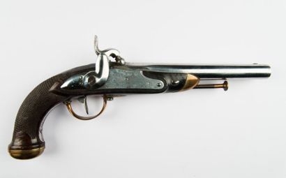 null Pistolet à silex transformé à percussion, d'officier modèle 1816. Canon rond...
