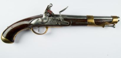 null Pistolet d'arçon 1763-66 modèle 1770. Canon rond à méplats au tonnerre, daté...