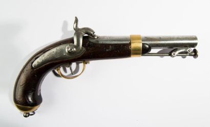 null Pistolet de marine modèle 1837 à percussion. Canon rond à méplats au tonnerre,...