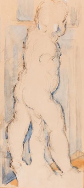 null Reproduction d'après Cézanne. Académie. 47 x 22,5 cm