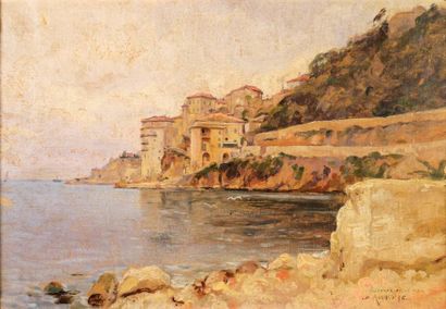 Charles ROUVIERE (1866-1924) Villefranche sur mer. Huile sur toile, signée et située...