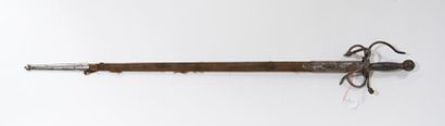 null Epée à branche style XVIème siècle. Fusée filigranée, monture en fer, lame droite...