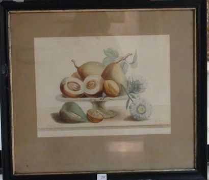 D'après Grobon Fruits d'automne sur un compotier, dessin signé BERTRAND et daté 1880...