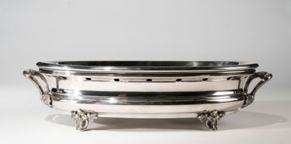 CHRISTOFLE Chauffe plat ovale en métal argenté, L: 46 cm