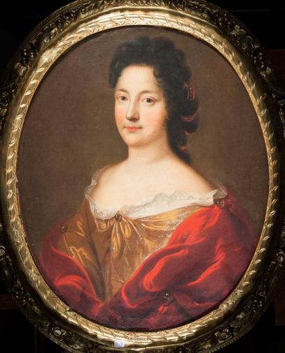 ECOLE FRANÇAISE DE LA FIN DU XVIIÈME SIÈCLE Portrait de femme, Huile sur toile, 68x57...