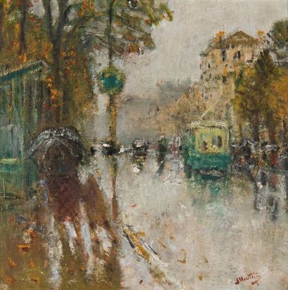Pierre Eugène MONTEZIN (1874-1946) Les Grands boulevards à Paris. Huile sur toile,...