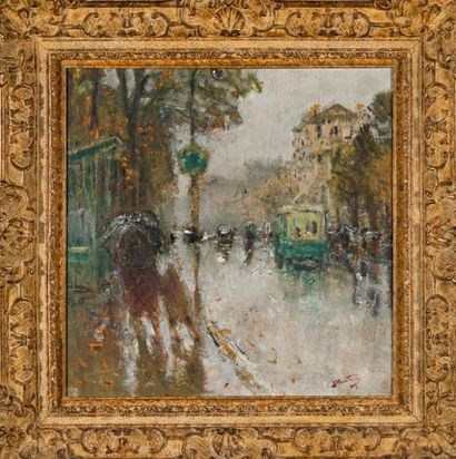 Pierre Eugène MONTEZIN (1874-1946) Les Grands boulevards à Paris. Huile sur toile,...