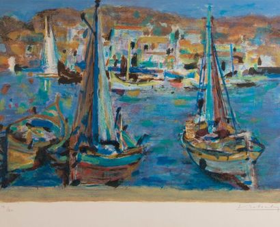 André BEAUDIN (1895-1979) Composition, lithographie couleur, EA signée en bas à droite...