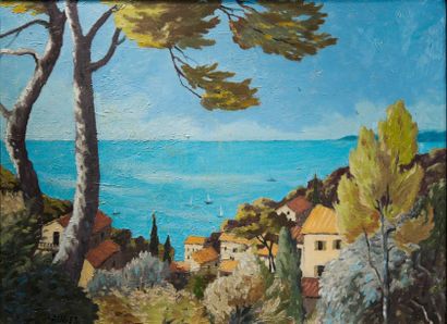 Jacques AUGER (1951) "Les deux pins", Huile sur toile signée en bas à gauche, titrée...