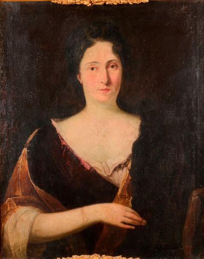null Ecole française du XVIIIème siècle. Portrait de femme de qualité. Huile sur...