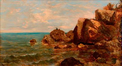Louis APPIAN (1862-1896). Pêcheur en bord de mer. Huile sur toile. 