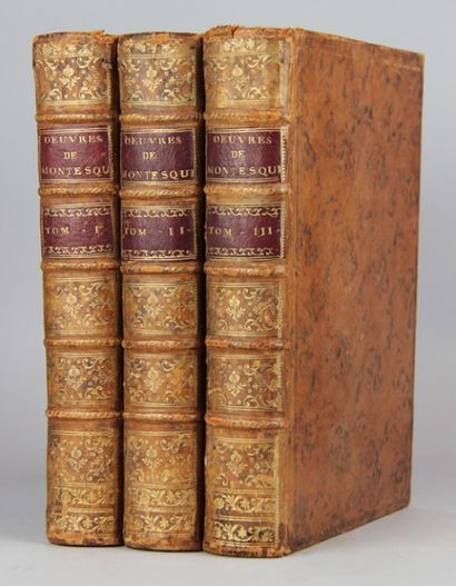 null MONTESQUIEU. Œuvres. Londres, Nourse (Paris, Pissot), 1767. 3 volumes in-4°,...